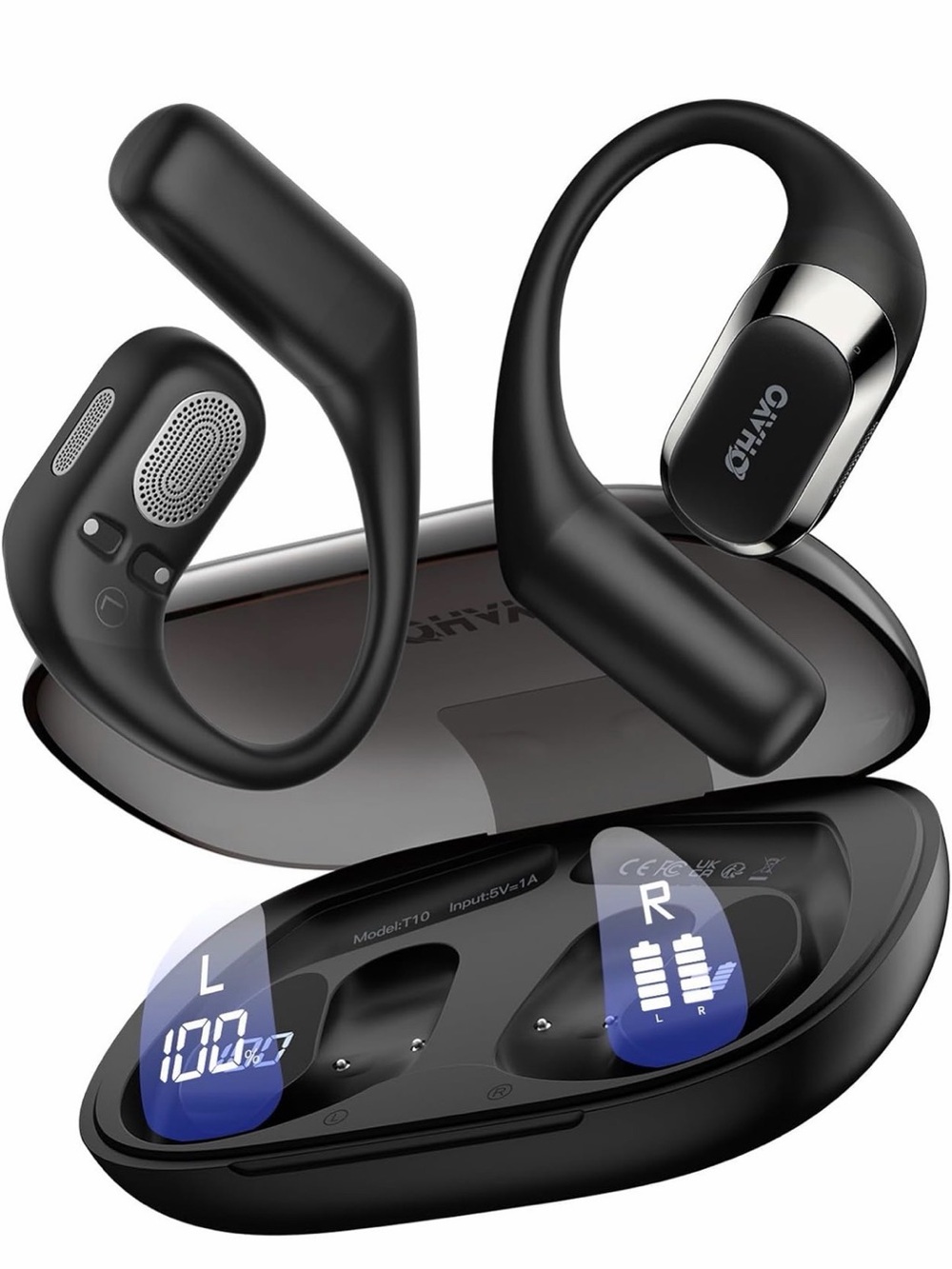 OVO Black Over-Ear Wireless Sport Headset with Charging Case NIB